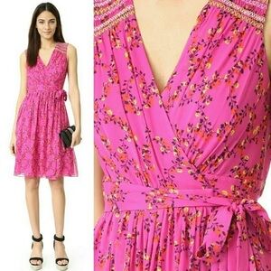 Diane von Furstenberg Pink Floral Bali Wrap Dress
